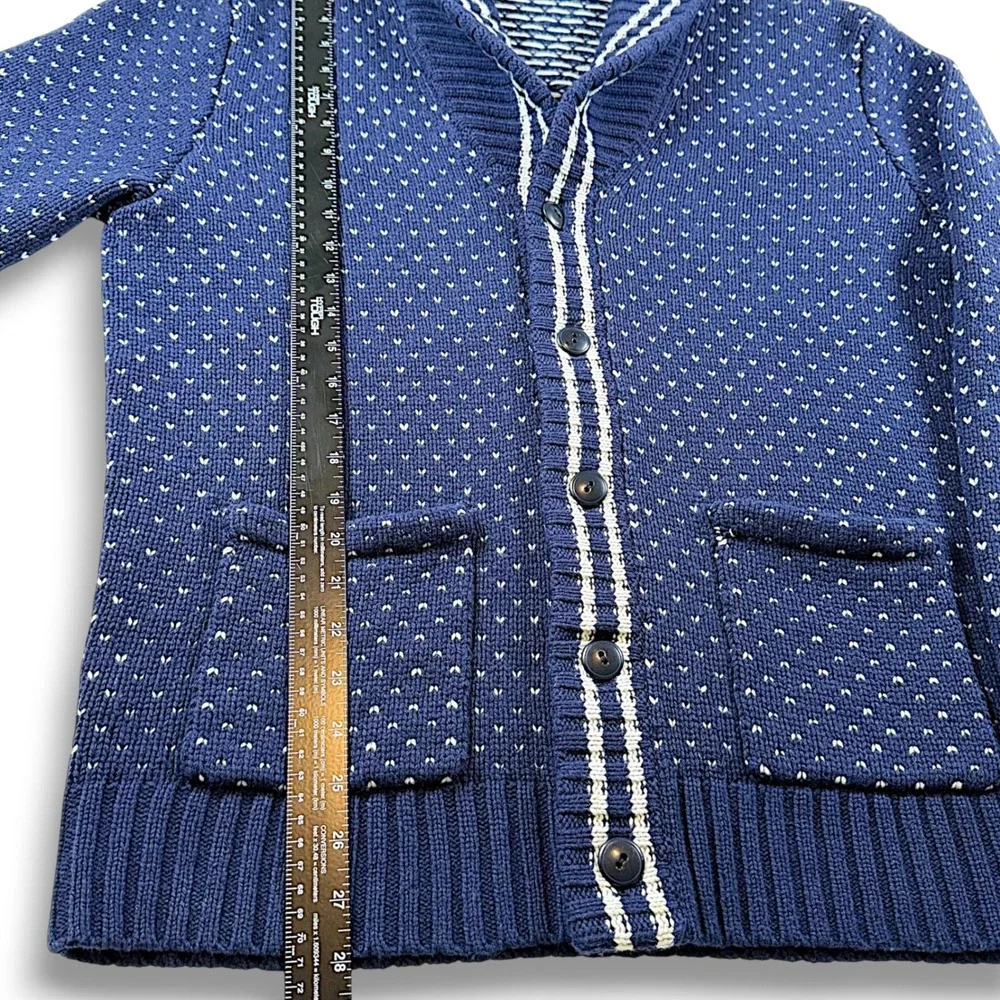 J.Crew Merino Wool Birdseye Shawl Collar Cardigan Mens Large Navy Blue